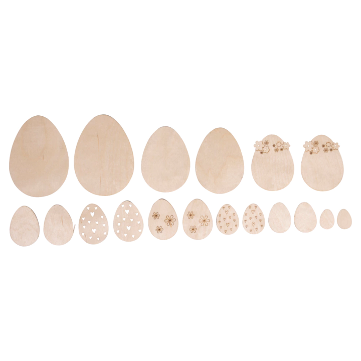 Rayher Bois de placage Oeufs de Pâques 18 pcs. Nature