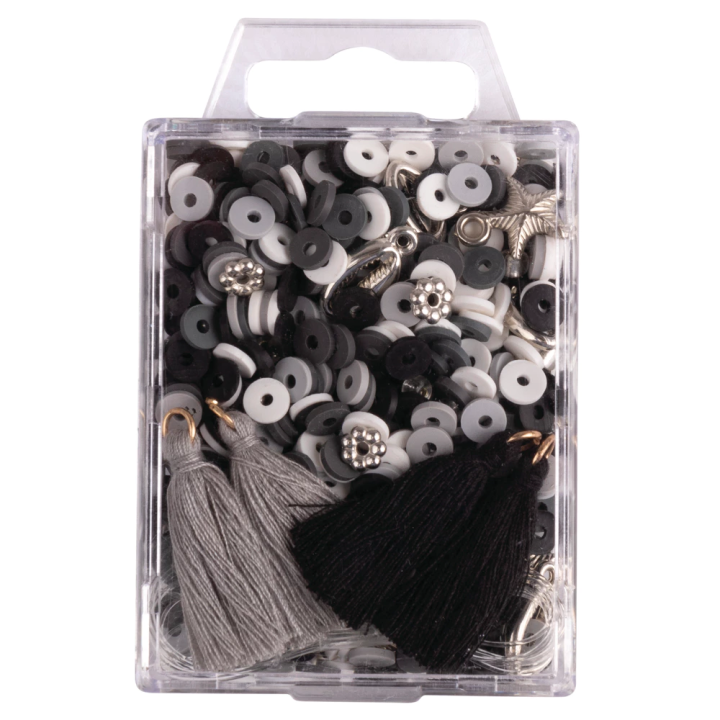 Set di perline Rayher Heishi in argilla polimerica nero / bianco
