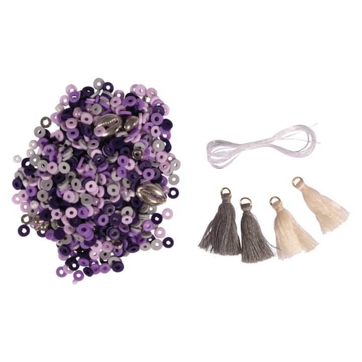 Rayher Heishi bead set polymer clay lavender