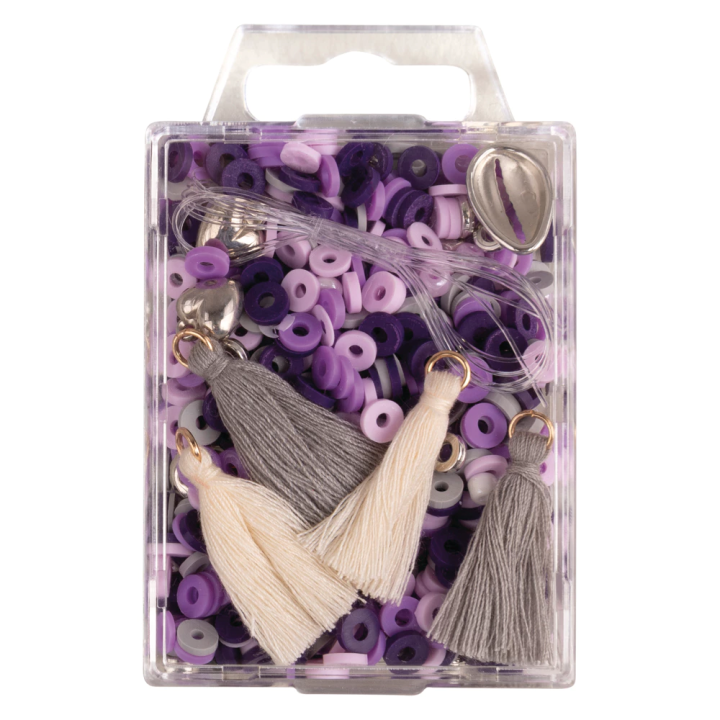Set di perline Rayher Heishi in argilla polimerica color lavanda