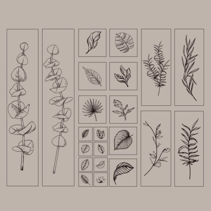 Set di timbri in legno 22 motivi botanici