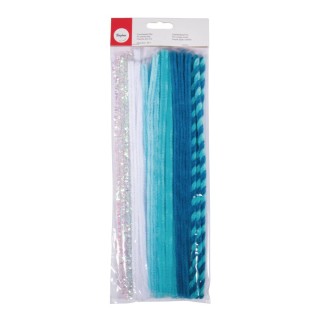 Rayher 30 pcs. Fil chenille mélange bleu véritable