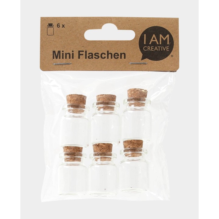 Mini bottles with cork stopper 6 pieces