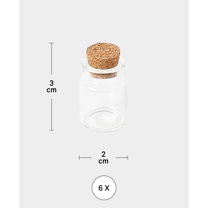 Mini bouteilles avec bouchon en liège 6 pièces