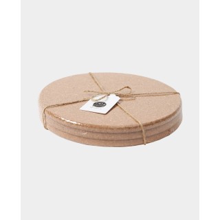 Cork plate round 19 x 1 cm 3 pieces Brown