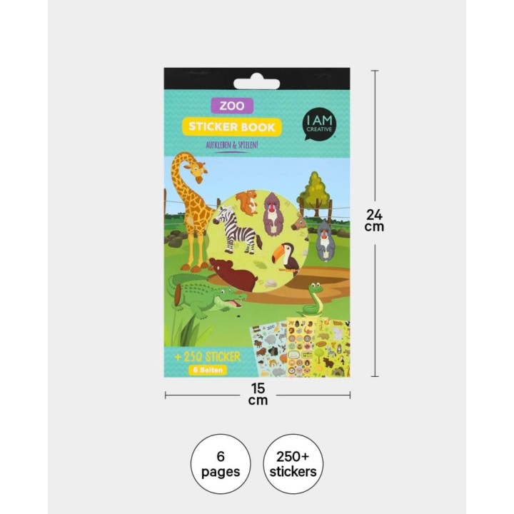 Libro di adesivi dello zoo con oltre 250 adesivi