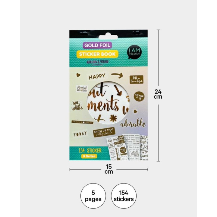 Stickerbook Gold Foil mit 154 Aufkleber