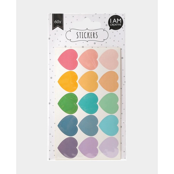 Adesivi a forma di cuore 60 pezzi colorati