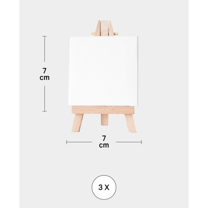 Tela in legno in miniatura 3 pezzi. Bianco