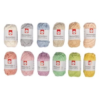 Rayher cotton yarn pastel mix 12 pieces