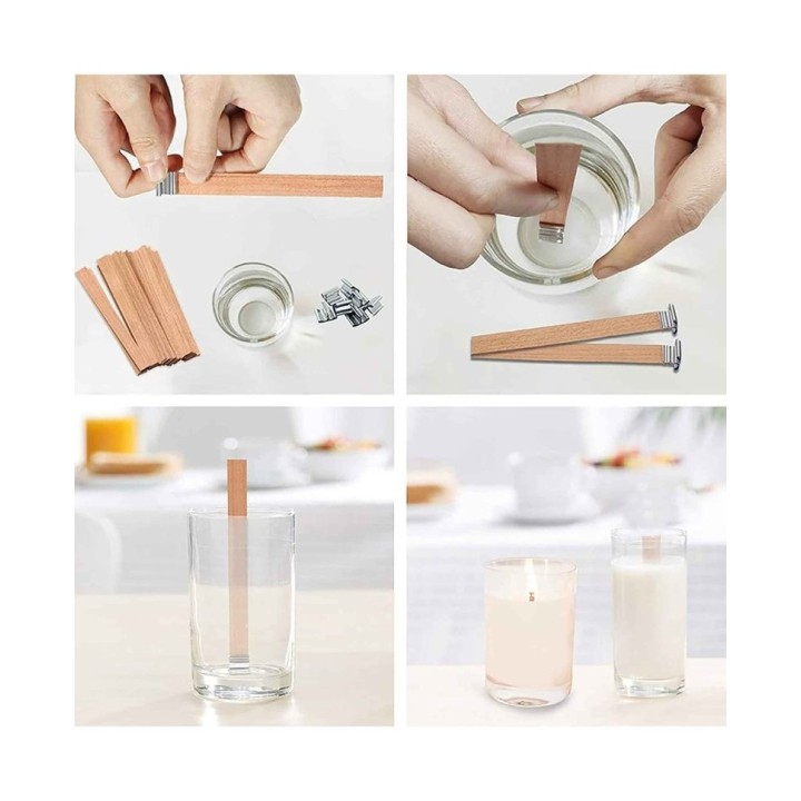 Mèche en bois avec support en métal pour mouler des bougies 50 pcs.