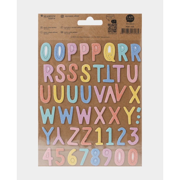 3D Aufkleber Buchstaben und Zahlen bunt 100 Stk.
