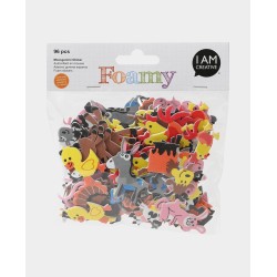 Moosgummi Farm Schaumstoffsticker mit verschieden Tieren 96 Stk.