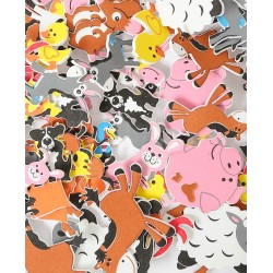 Moosgummi Farm Schaumstoffsticker mit verschieden Tieren 96 Stk.