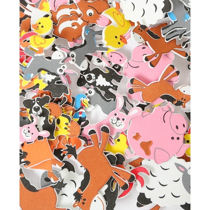 Moosgummi Farm Schaumstoffsticker mit verschieden Tieren 96 Stk.