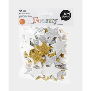Stelle di gommapiuma glitterate oro e argento 120 pezzi.