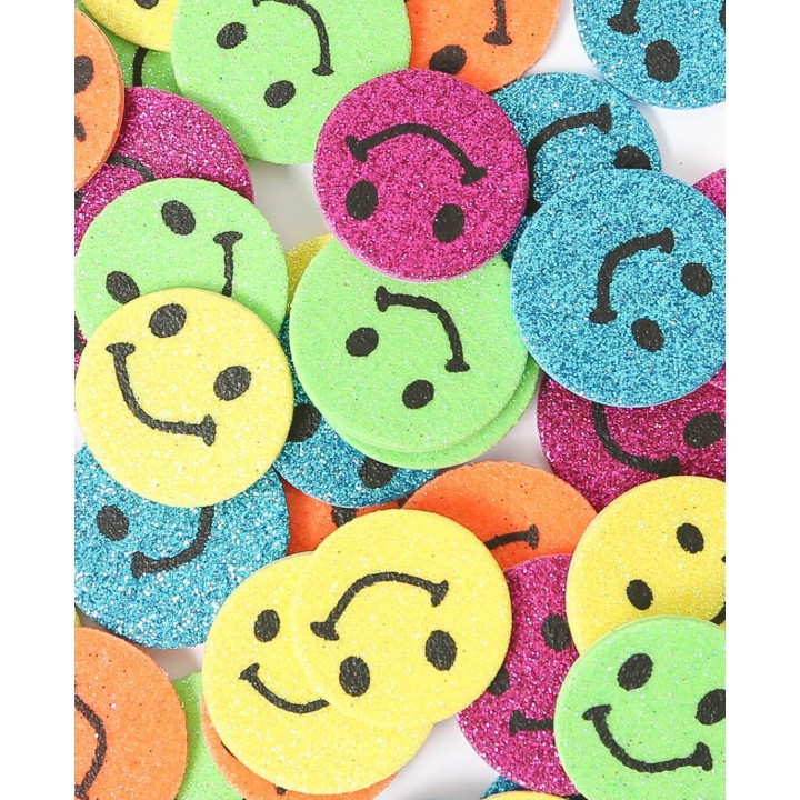 Foam rubber glitter smilies 50 pcs.