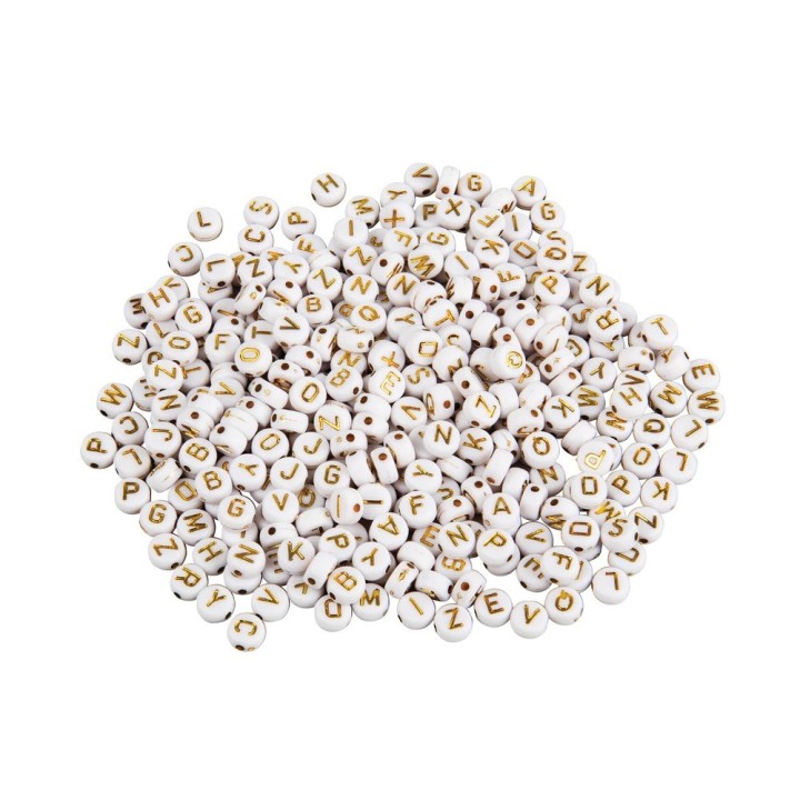 Rayher plastic letter beads gold