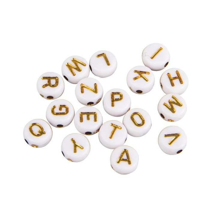 Rayher plastic letter beads gold