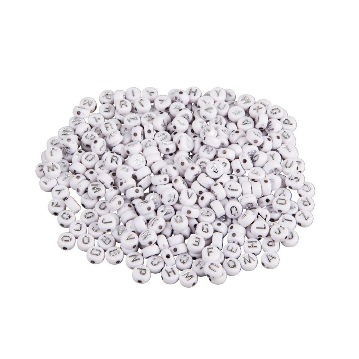 Rayher Perles de lettres en plastique argent