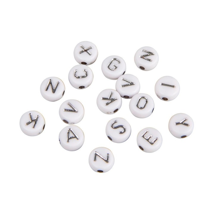 Rayher plastic letter beads silver