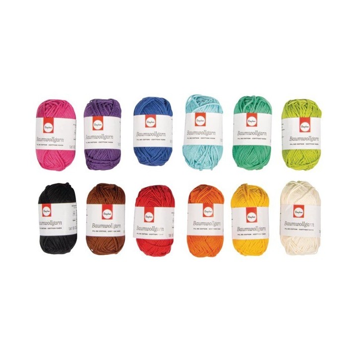 Rayher Fil de coton Mix 12 pcs. Coloré