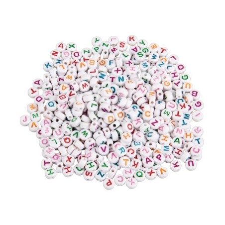 Perline In Plastica Con Lettere Bianche – 1200 Pezzi, 7 Mm, Con Foro Grande – Ideali Per Gioielli Fai Da Te Bambini E Scuola