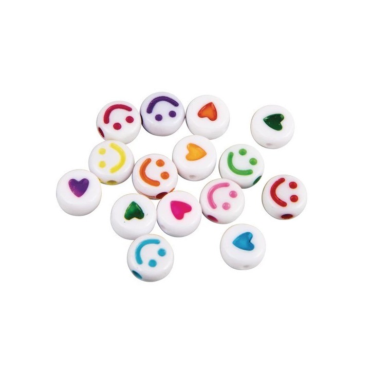 Rayher perles en plastique visages souriants & cœurs multicolores 40g
