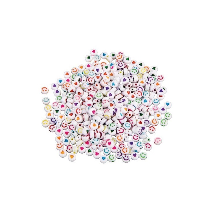Rayher perles en plastique visages souriants & cœurs multicolores 40g