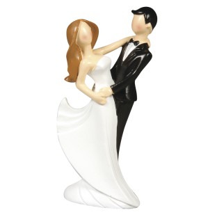 Figurine de couple de mariés moderne Polyresin