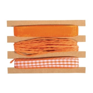 Rayher ribbons + cord set orange 9m