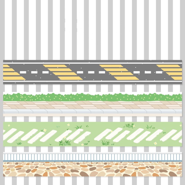 Slow Life Washi Tape Strassen 4 rotoli
