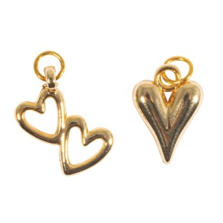 Rayher Metal Charms Heart & Double Heart Gold