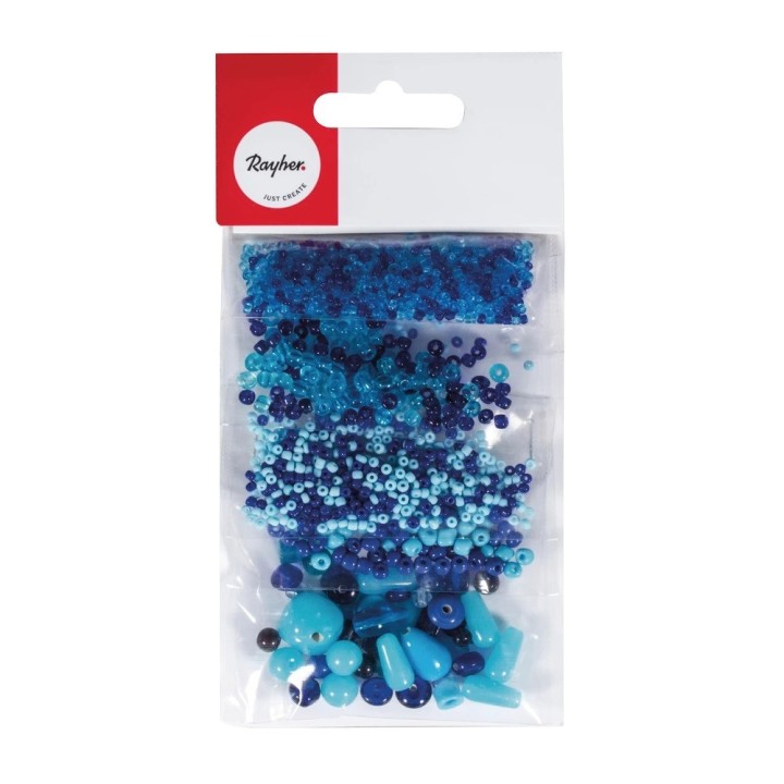 Rayher glass bead mix royal blue 40g