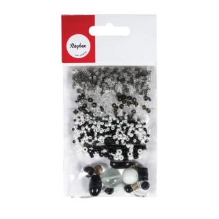 Rayher Glasperlen-Mix Schwarz-Weiss 40g