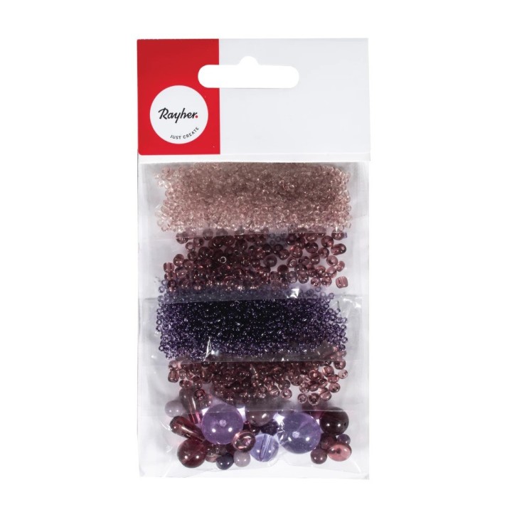 Rayher Glasperlen-Mix Violett 40g
