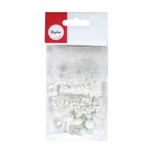 Rayher mélange de perles de verre blanc 40g