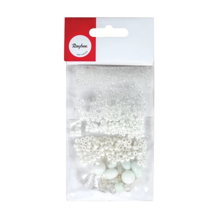 Rayher mélange de perles de verre blanc 40g