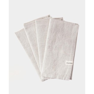 set di 4 tovaglioli in misto cotone e lino beige