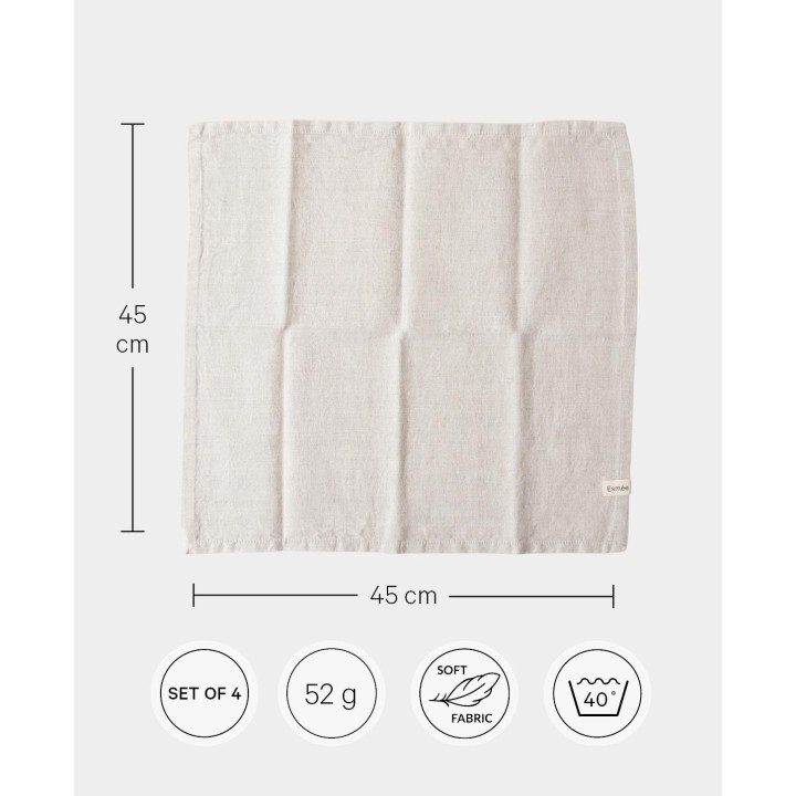 set di 4 tovaglioli in misto cotone e lino beige