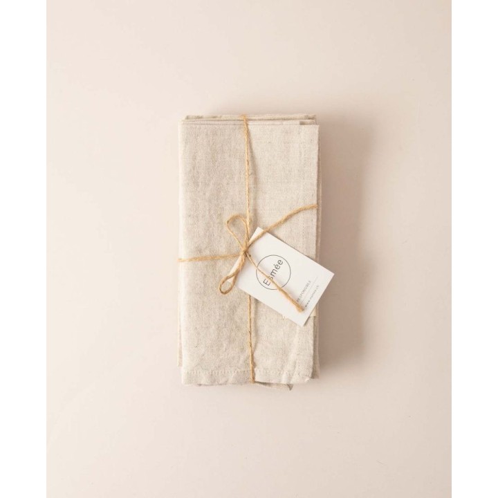 set of 4 cloth napkins in beige cotton-linen mix