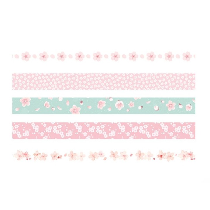 5 rolls washi tape box cherry colours
