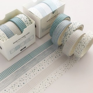 5 rouleaux de boîte de washi tape Cyan Dew