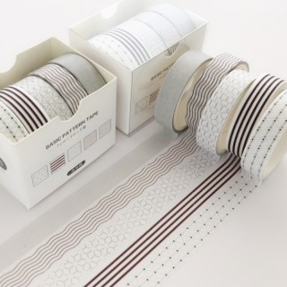 5 rotoli di washi tape box punti e linee