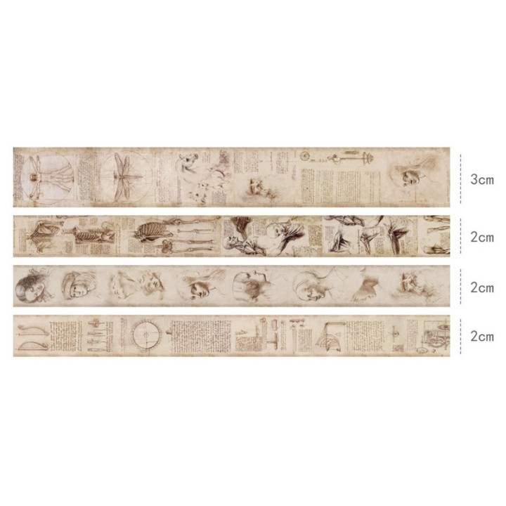 4 rouleaux de washi tape Manuscrit Da Vinci