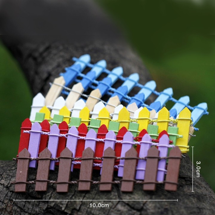 Mini wooden fences coloured 10 pcs.