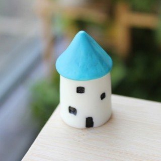 Mini houses for micro landscapes 2 pcs. White-blue