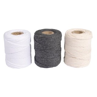 Rayher 3 rouleaux de fil macramé gris blanc sable