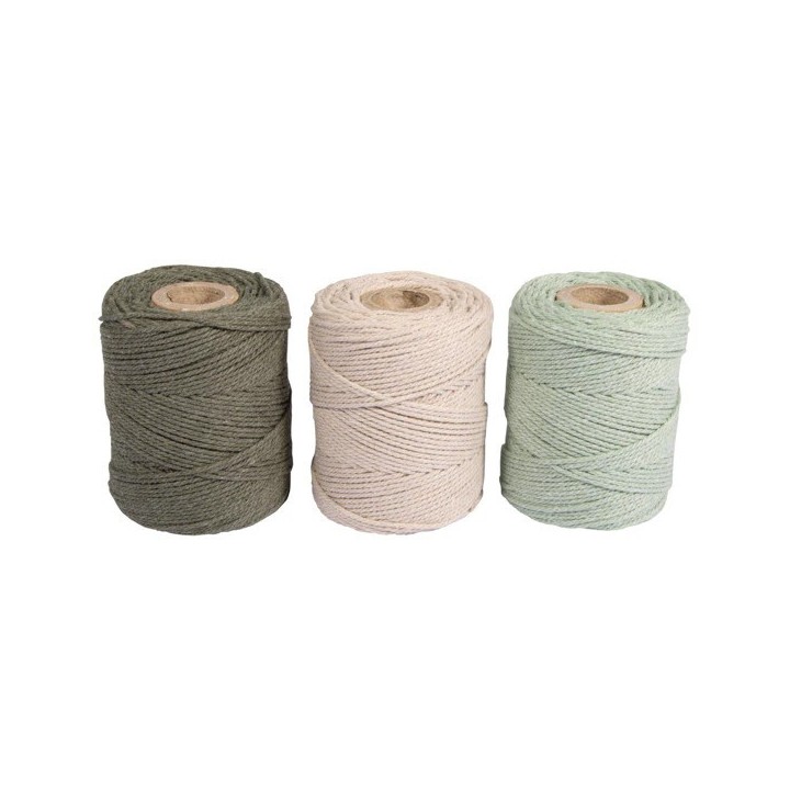 Rayher 3 rouleaux de fil macramé eucalyptus