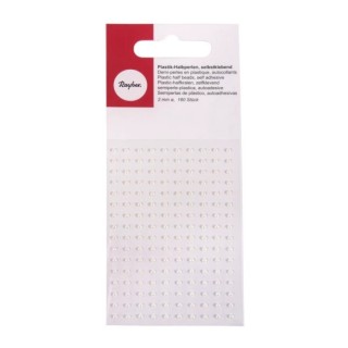 Rayher demi-perles en plastique autocollantes blanches 120 pcs.